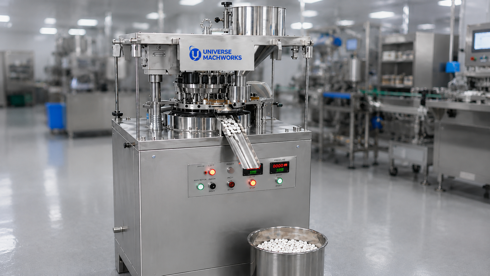 Single Rotary Tablet Press Machine by Universe Mach Works in a pharmaceutical facility