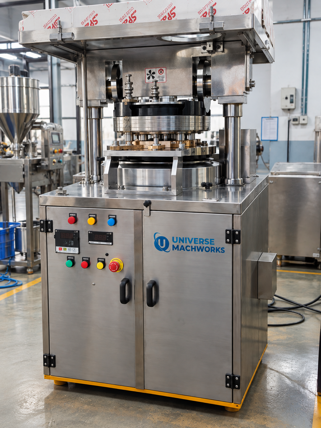 Stainless steel rotary tablet compression machine at Universe Mach Works