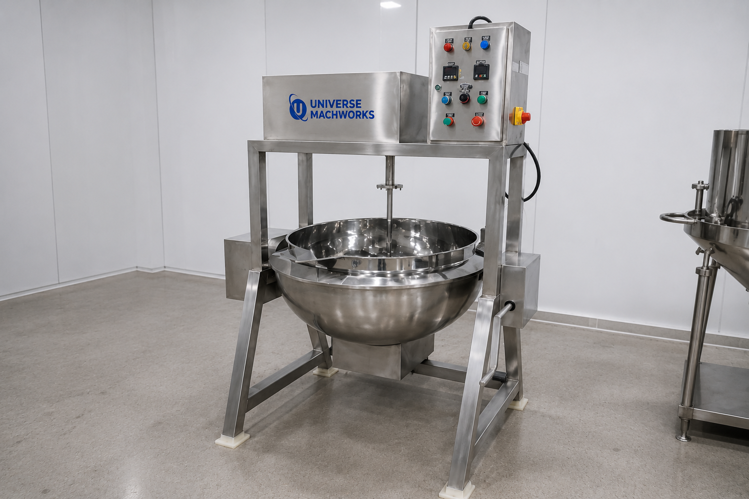 Universe Mach Works stainless steel Starch Paste Kettle installed in a pharmaceutical GMP production area