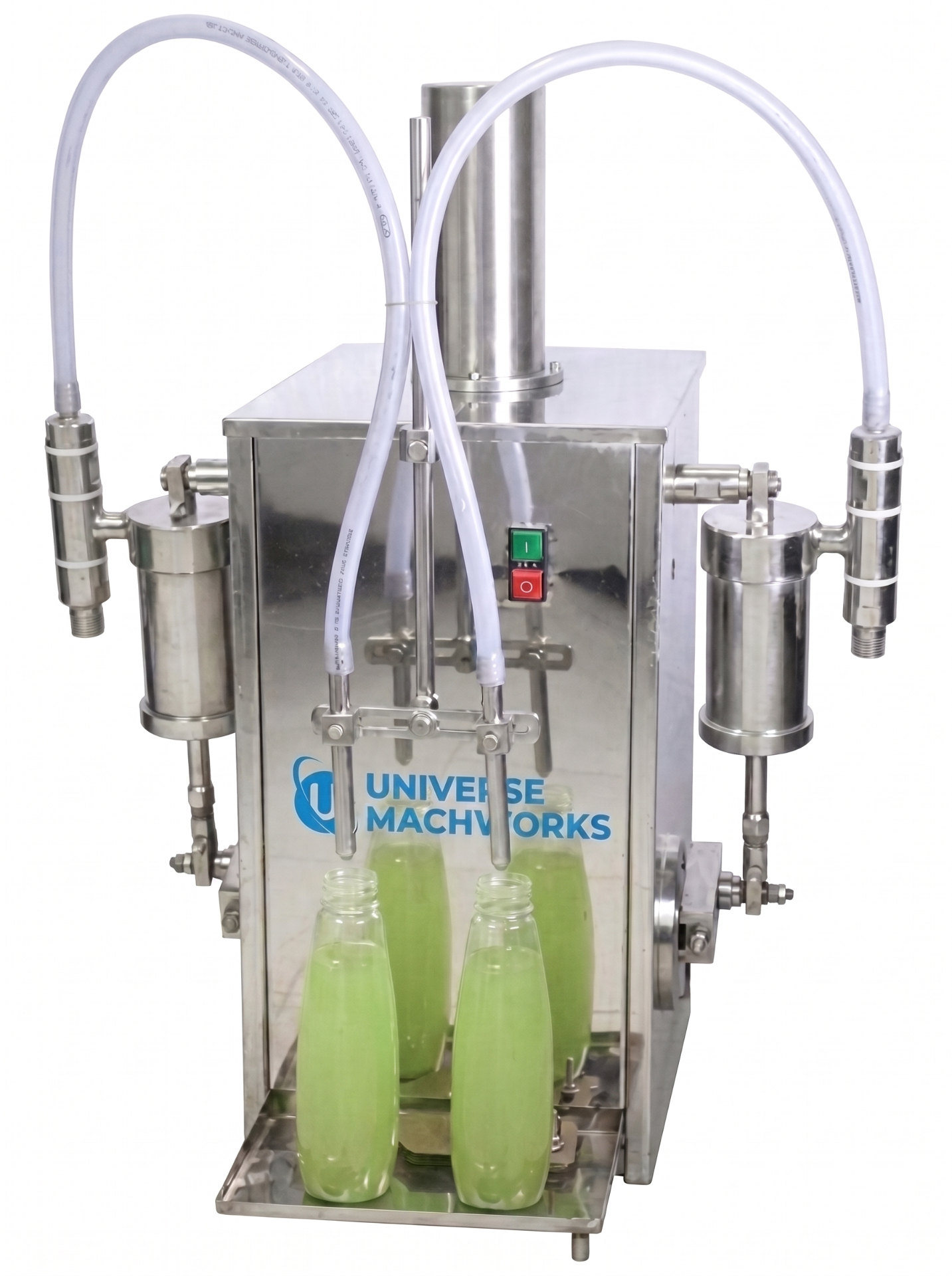 Two Head Volumetric Liquid Filling Machine Manufacturer in India by Universe Mach Works